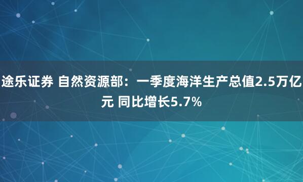 途乐证券 自然资源部：一季度海洋生产总值2.5万亿元 同比增长5.7%