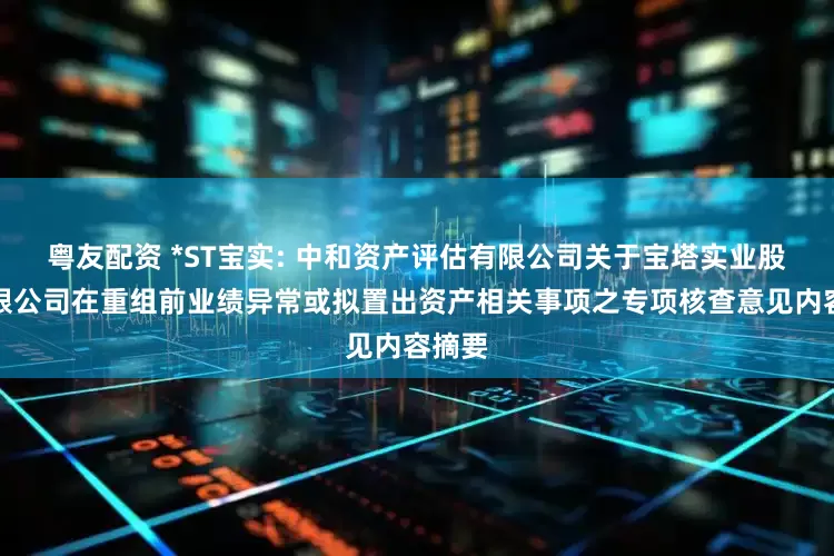 粤友配资 *ST宝实: 中和资产评估有限公司关于宝塔实业股份有限公司在重组前业绩异常或拟置出资产相关事项之专项核查意见内容摘要