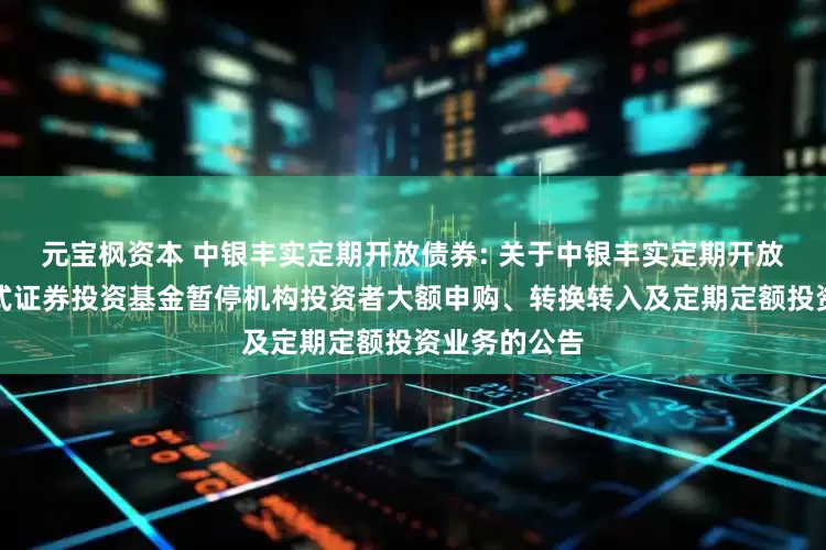 元宝枫资本 中银丰实定期开放债券: 关于中银丰实定期开放债券型发起式证券投资基金暂停机构投资者大额申购、转换转入及定期定额投资业务的公告